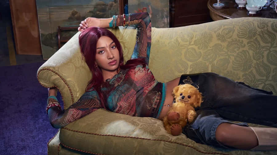 Lara Katseye Relaxing With Puppy Wallpaper