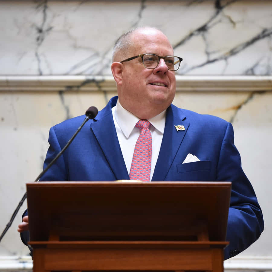 Larry Hogan Speakingat Podium Wallpaper