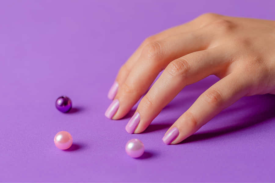 Lavender Manicure Pearls Purple Backdrop Wallpaper