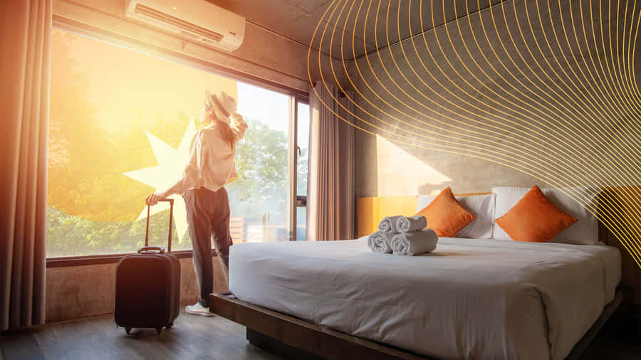 Lavish Vacation Hotel Room With Beach View Wallpaper