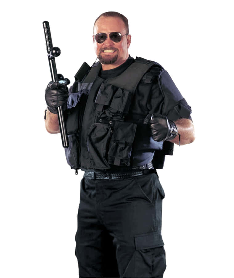 Law Enforcement Themed Wrestler Pose Wallpaper