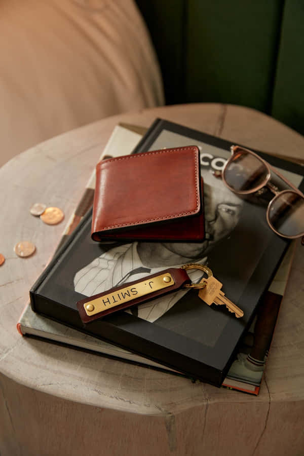 Leather Wallet Keys Sunglasses Still Life Wallpaper