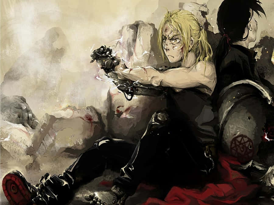 Legendary Alchemist Edward Elric In Action Wallpaper