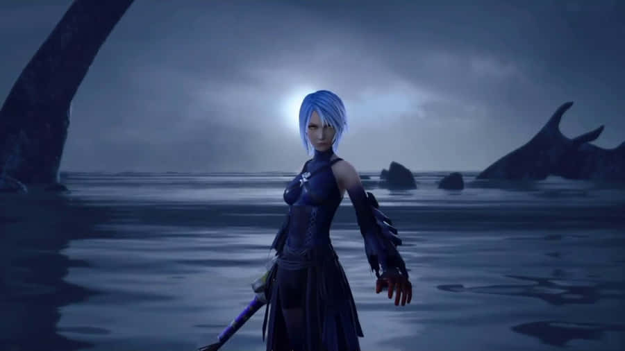 Legendary Keyblade Wielder Aqua Stands Against The Encroaching Darkness In This Kingdom Hearts Art Wallpaper