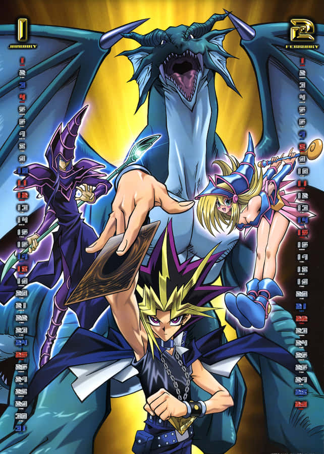 Legendary Yugioh Dark Magician In Action Wallpaper