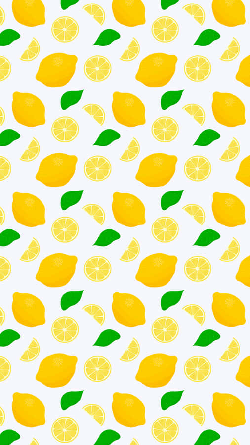 Lemons And Leaves Pattern Wallpaper