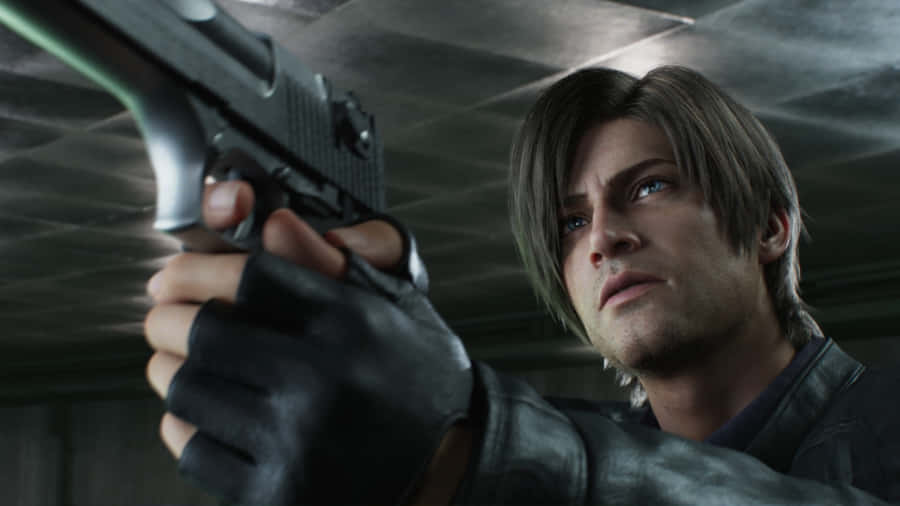Leon S Kennedy Action Scene Wallpaper