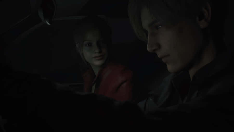 Leonand Claire Dark Car Scene Wallpaper