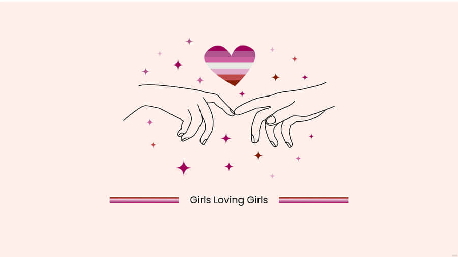 Lesbian Couple Hand Holding Illustration Wallpaper