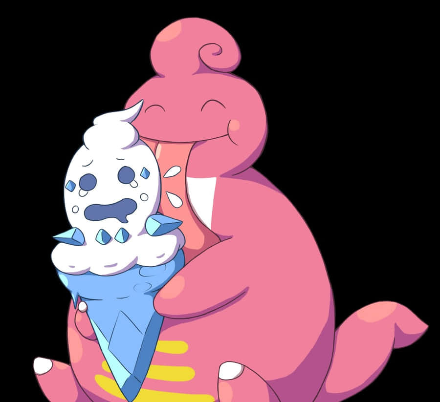 Lickilicky Comforting A Sad Vanillish Wallpaper