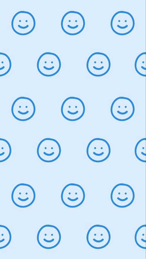 Light Blue Smiley Face Pattern Wallpaper