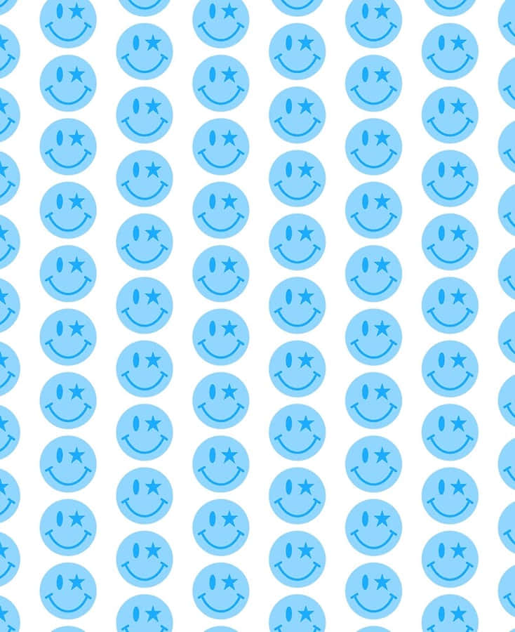 Light Blue Smiley Faces Pattern Wallpaper