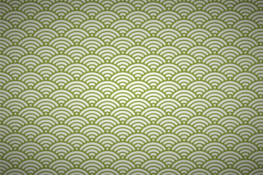 Light Green Japanese Waves Wallpaper