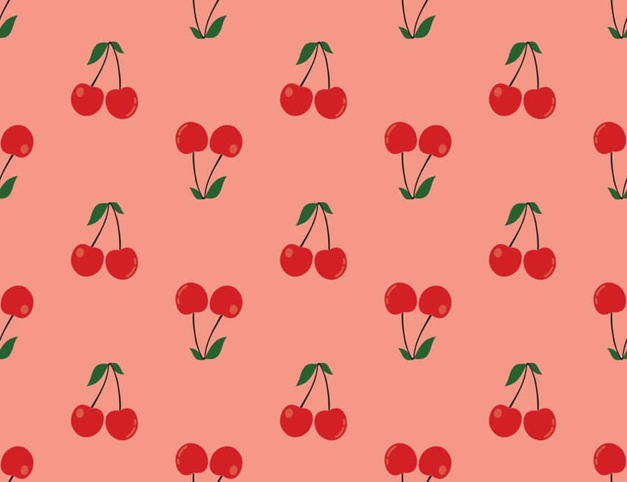Light Red Cherry Pattern Aesthetic Wallpaper