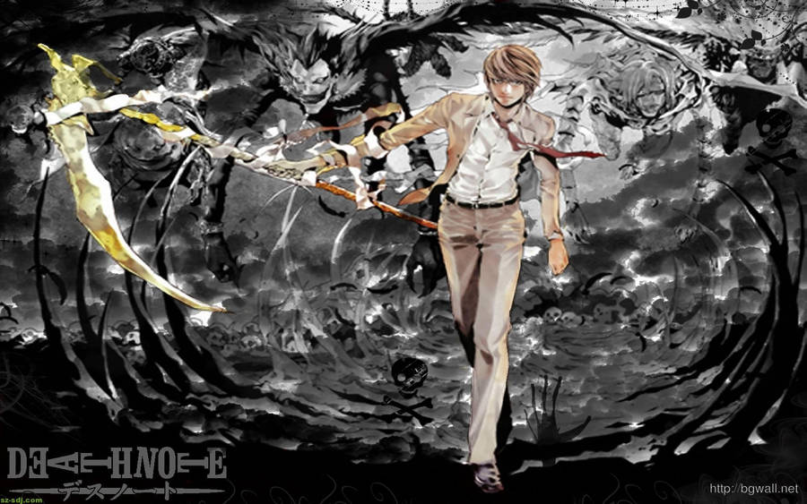 Light Yagami Wields The Sought-after Death Note. Wallpaper