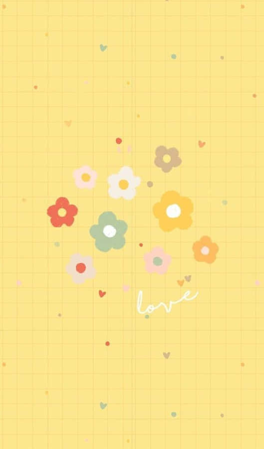 Light Yellow Plaid With Flower Designs Wallpaper