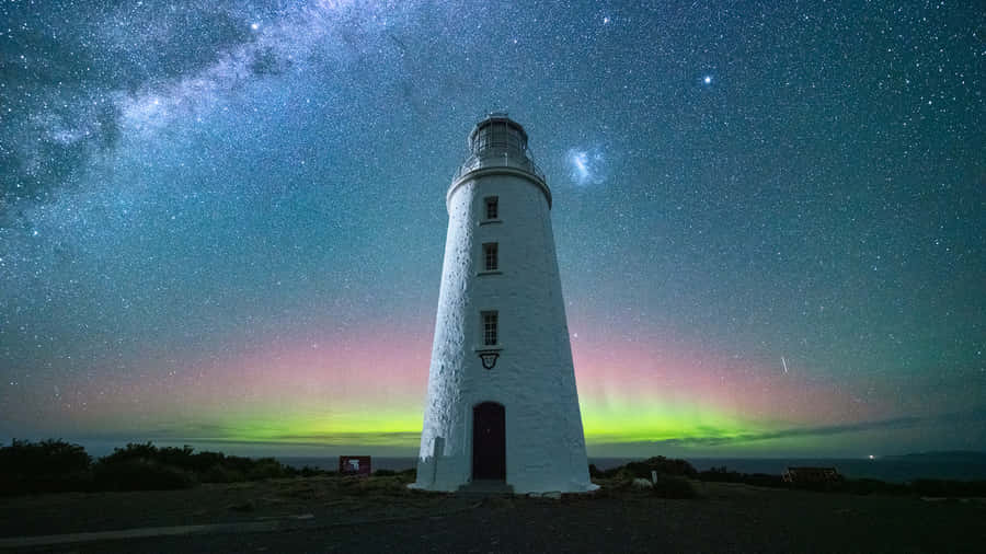 Lighthouse_ Aurora_ Australis_ Milky_ Way Wallpaper