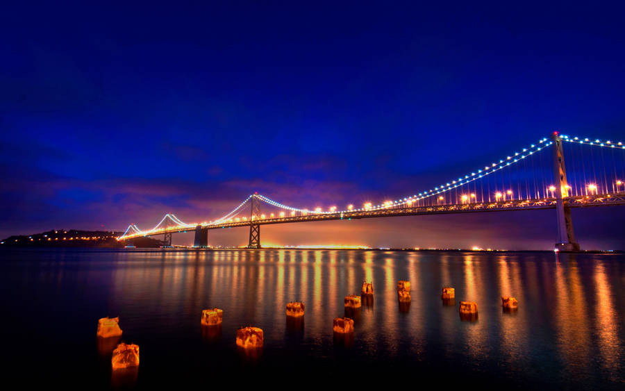 Lights Illuminate San Francisco's Golden Gate Bridge Wallpaper
