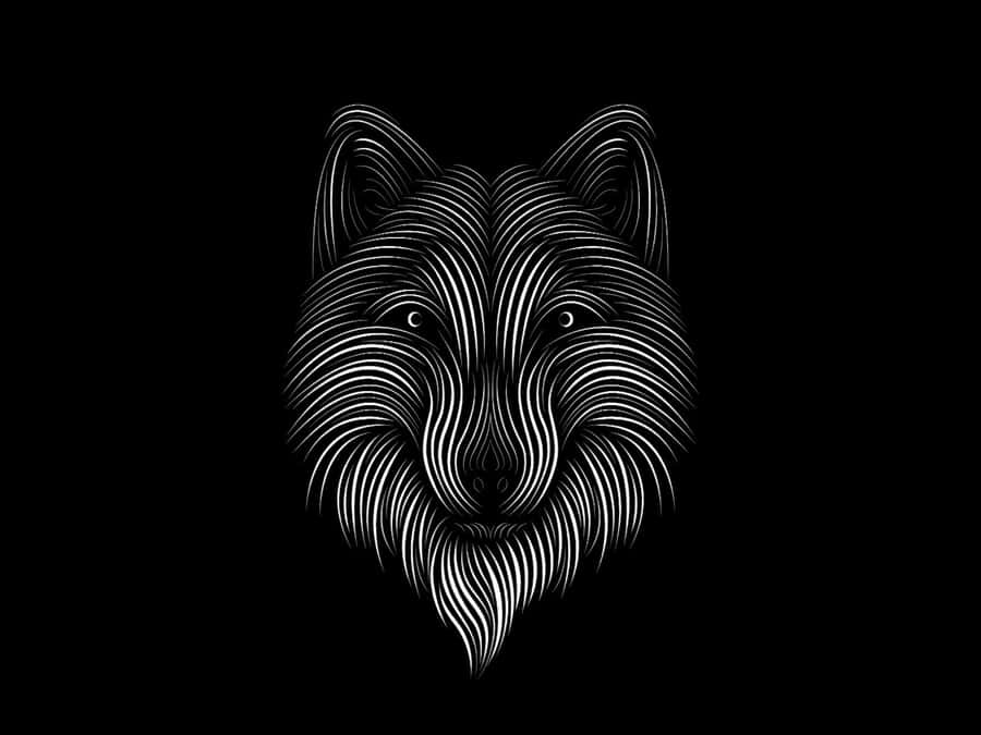 Line Art Wolf's Face Wallpaper