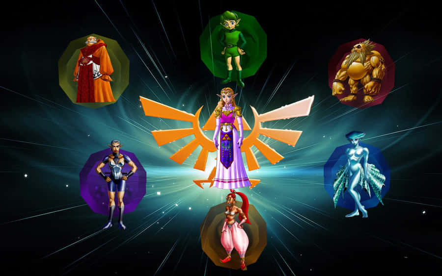 Link And Zelda Adventure Through Hyrule In This Captivating Artwork From The Legend Of Zelda. Wallpaper