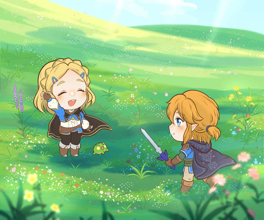 Link And Zelda Team Up In The Legend Of Zelda: Tears Of The Kingdom Wallpaper