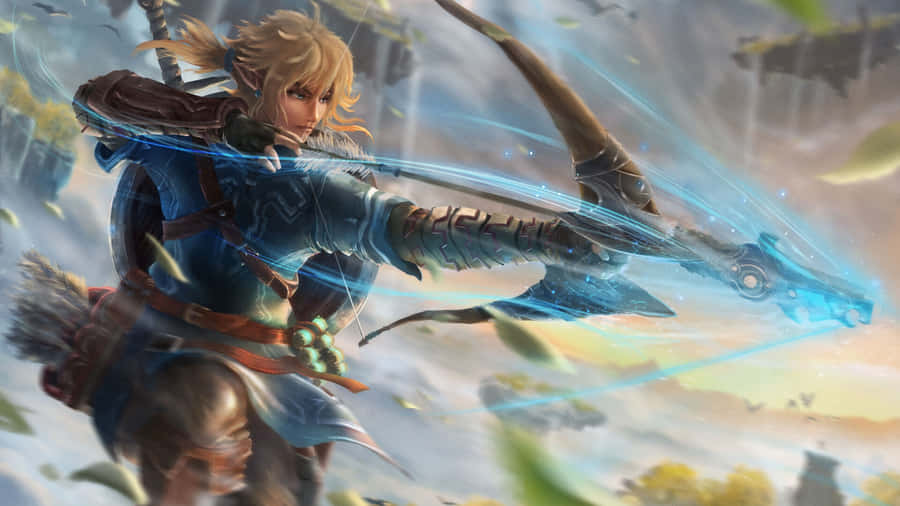 Link Drawing Bow In Tears Of The Kingdom Wallpaper