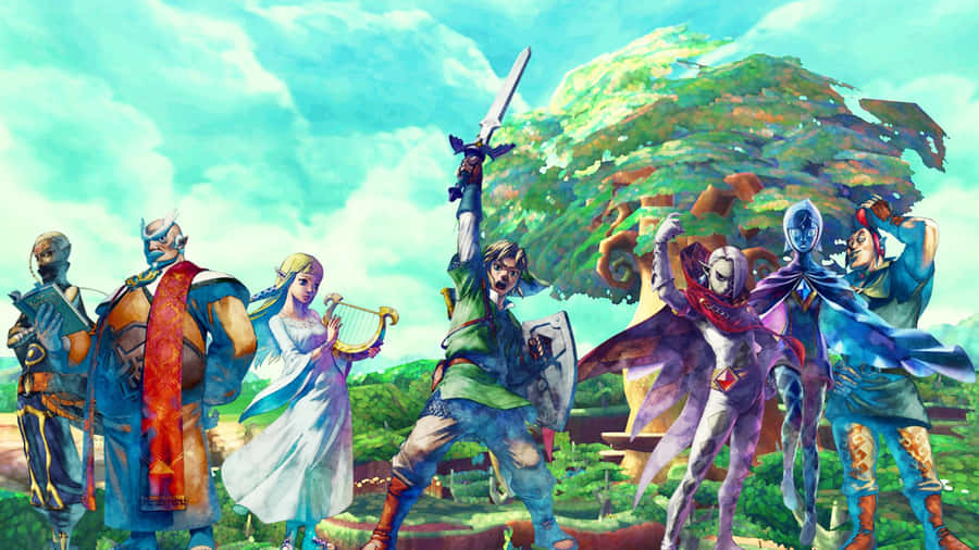 Link Holding The Sacred Goddess Sword, Skyward Sword Version Wallpaper