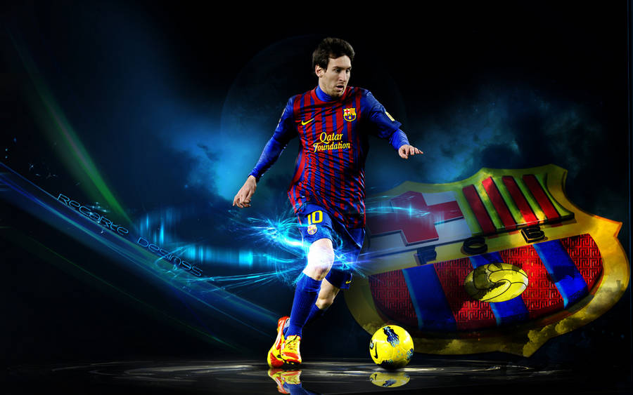 Lionel Messi With Fc Barcelona Wallpaper
