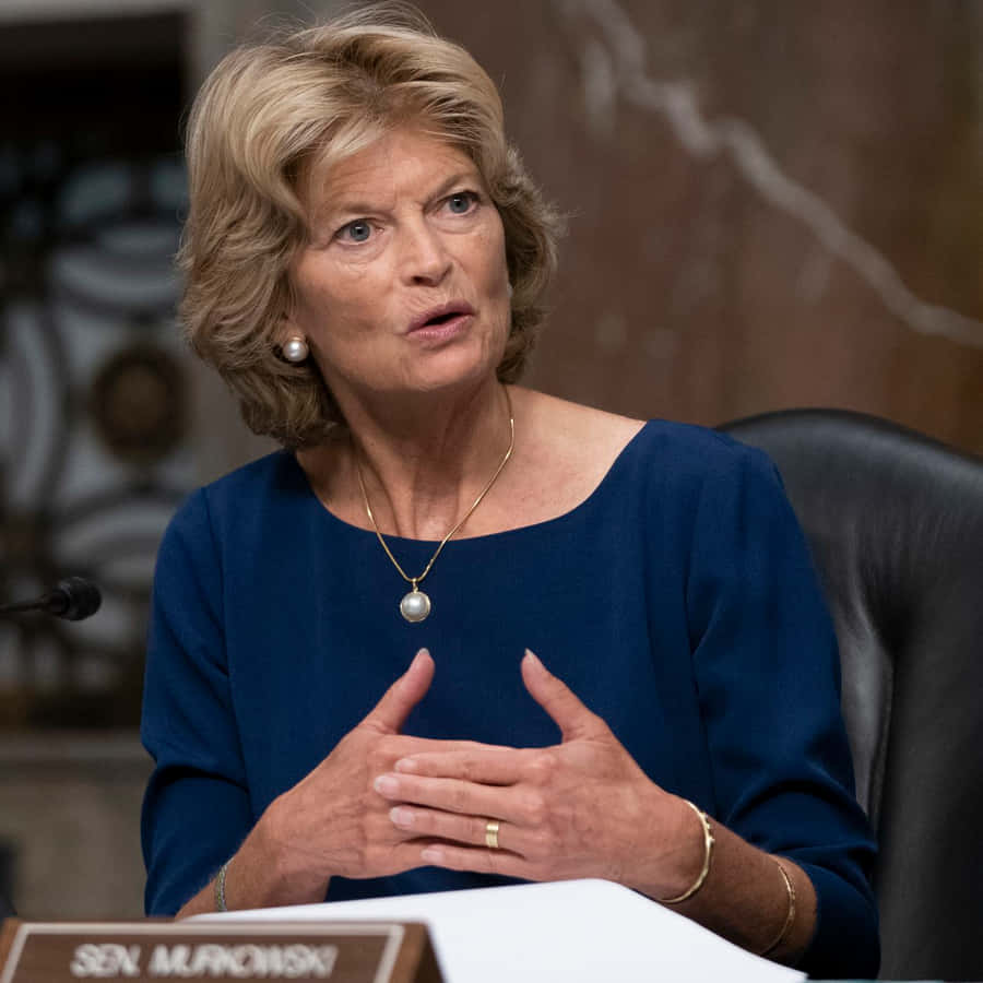 Lisa Murkowski Sitting Blue Dress Wallpaper