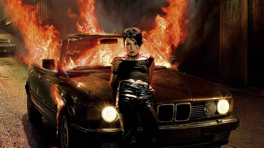 Lisbeth Salander On Fire Car Wallpaper