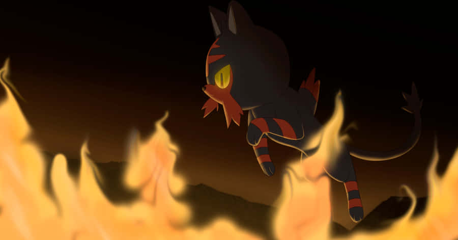 Litten Near Fire Wallpaper