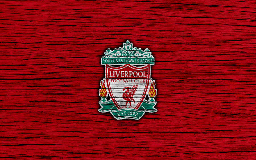 Liverpool 4k Logo On Wood Grain Wallpaper