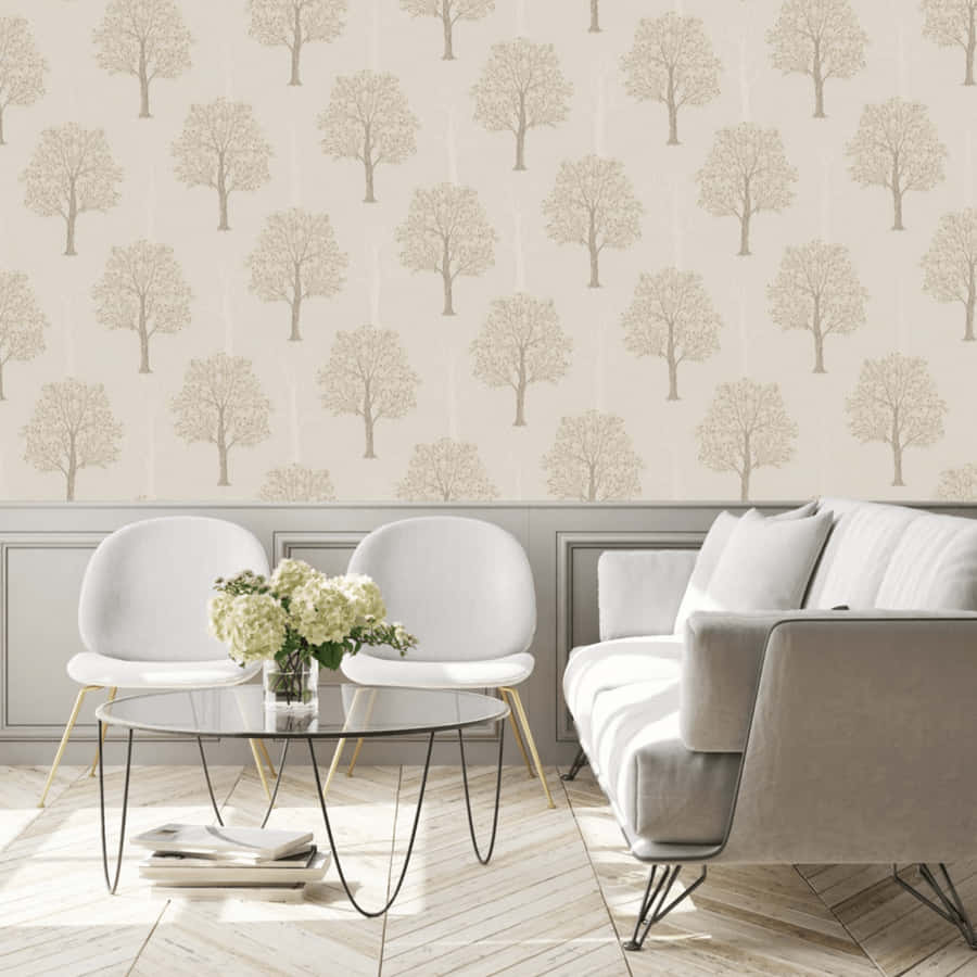 Living Area With Walls That Have Subtle Designs Wallpaper