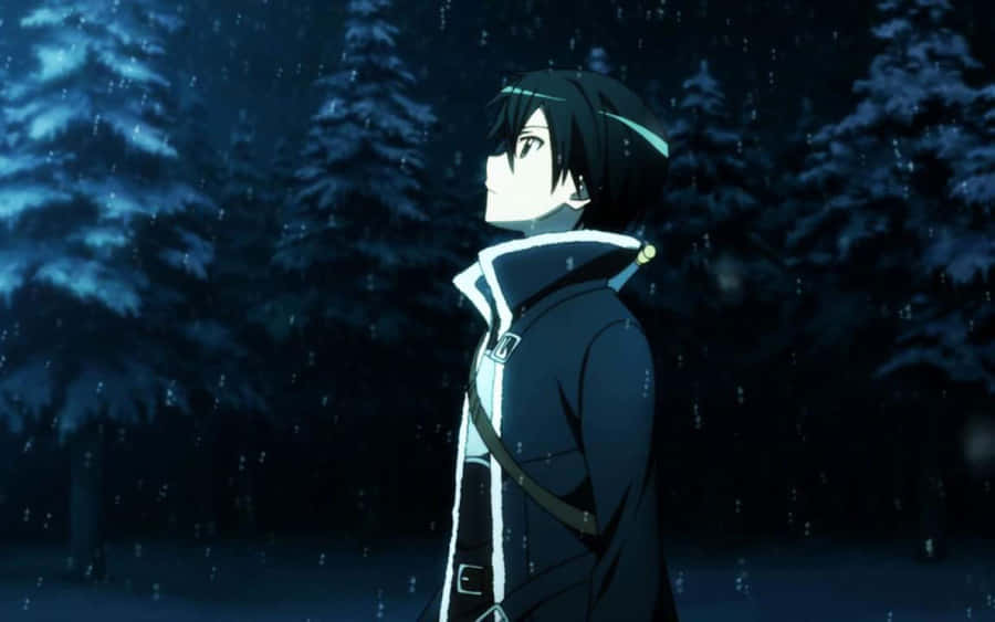 Lo Fi Anime Chill Boy In Snowfall Wallpaper