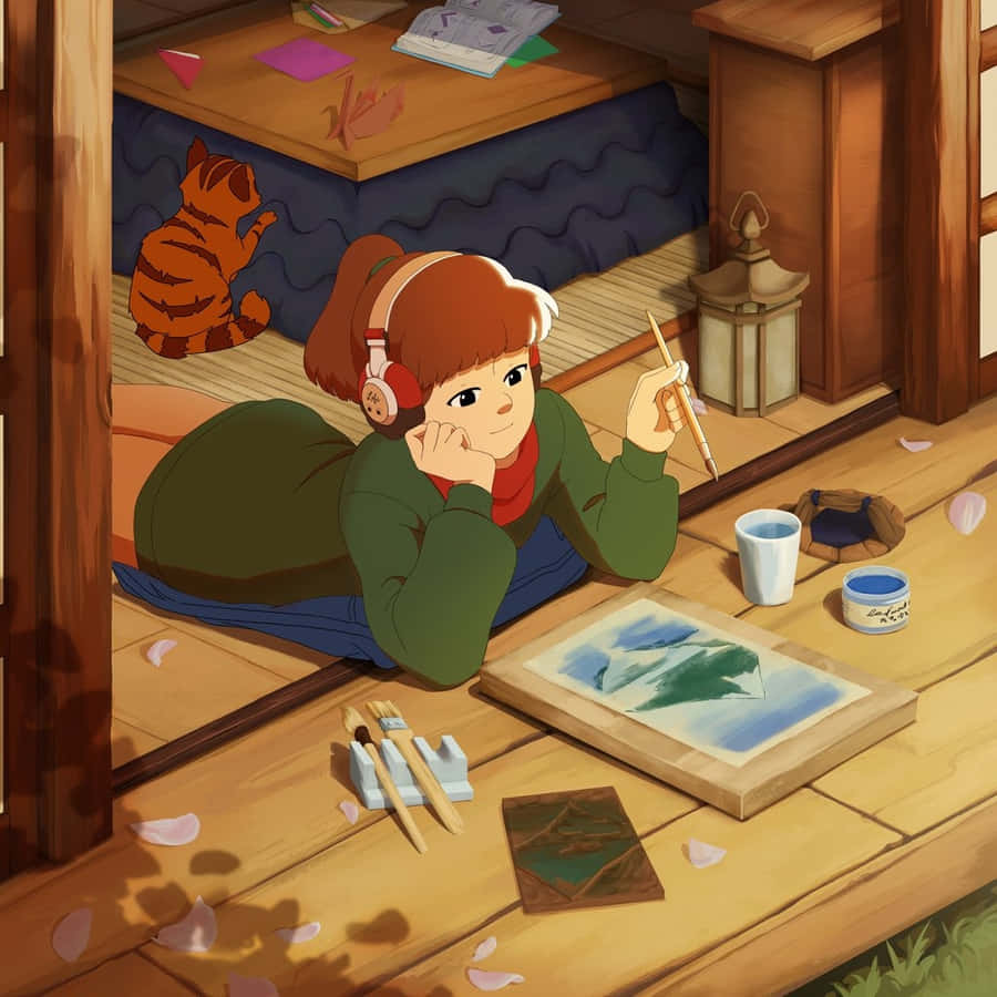 Lofi_ Girl_ Painting_ Session Wallpaper