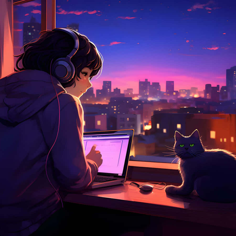 Lofi Girl Study Sessionwith Cat Wallpaper