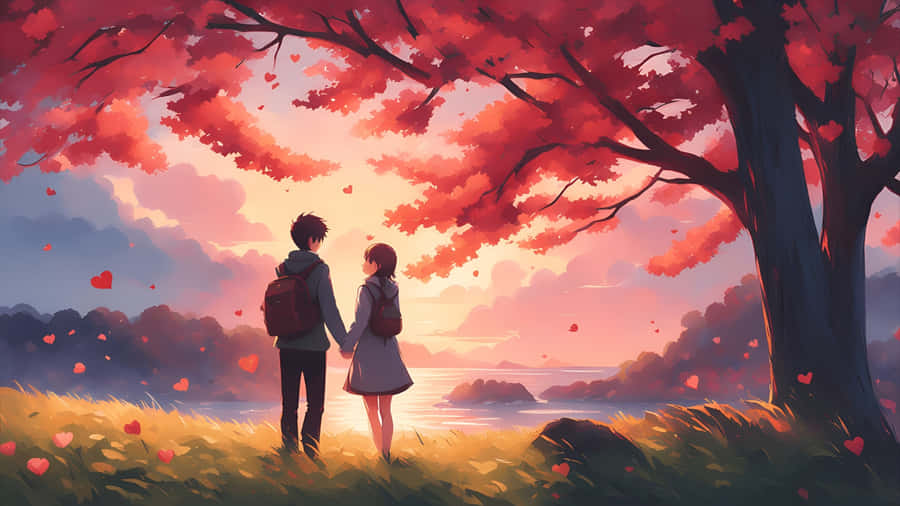 Lofi Love Autumn Stroll Wallpaper