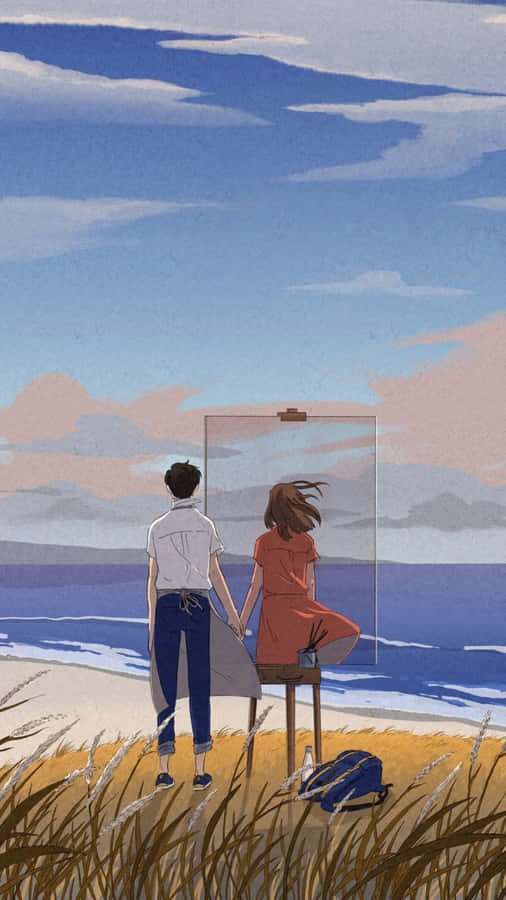 Lofi Love By The Sea Wallpaper