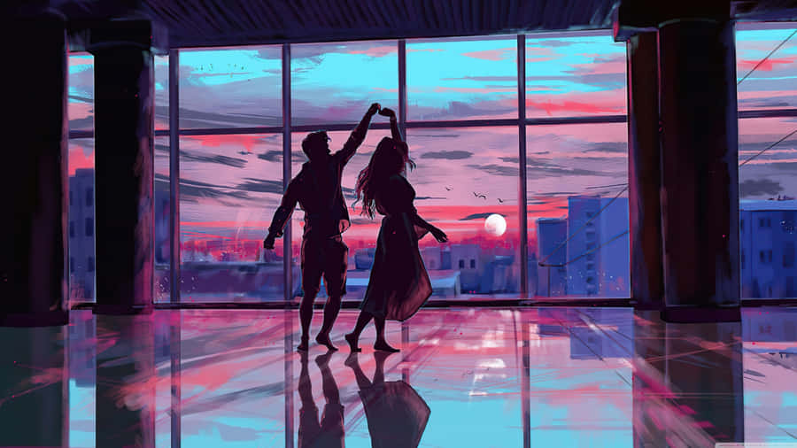 Lofi Love Sunset Dance Wallpaper