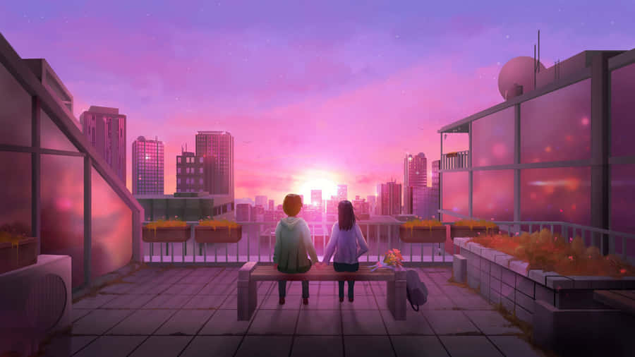 Lofi Love Sunset Moments Wallpaper