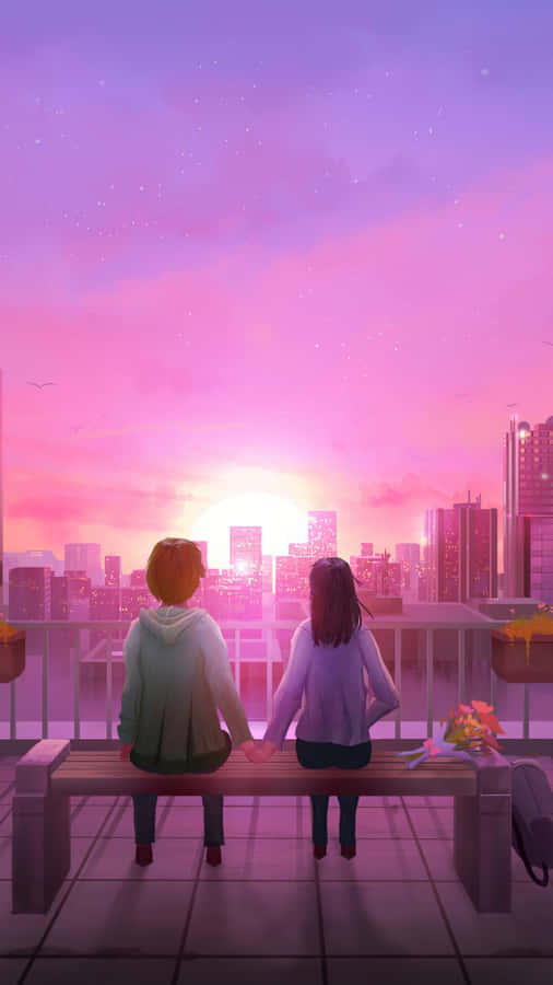 Lofi Love Sunset Moments Wallpaper