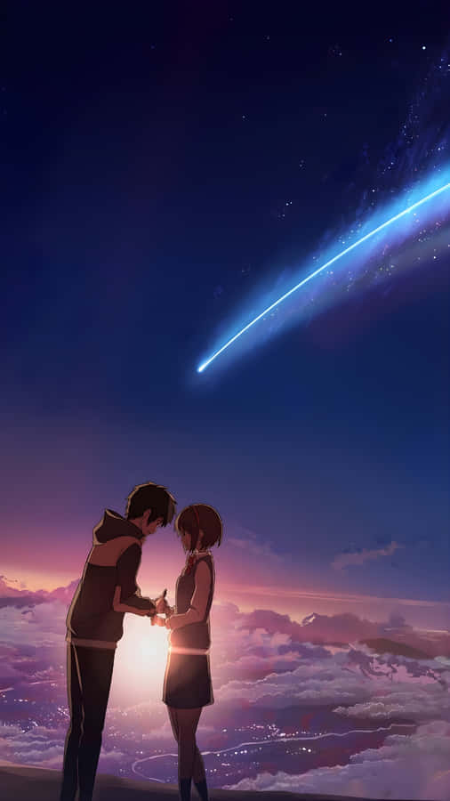 Lofi Love Under Shooting Star Wallpaper