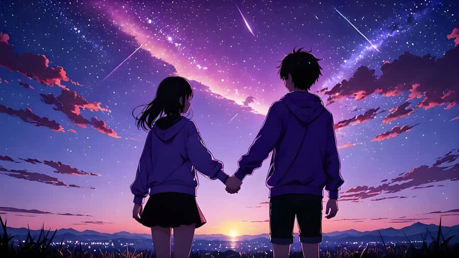 Lofi Love Under Starry Skies Wallpaper