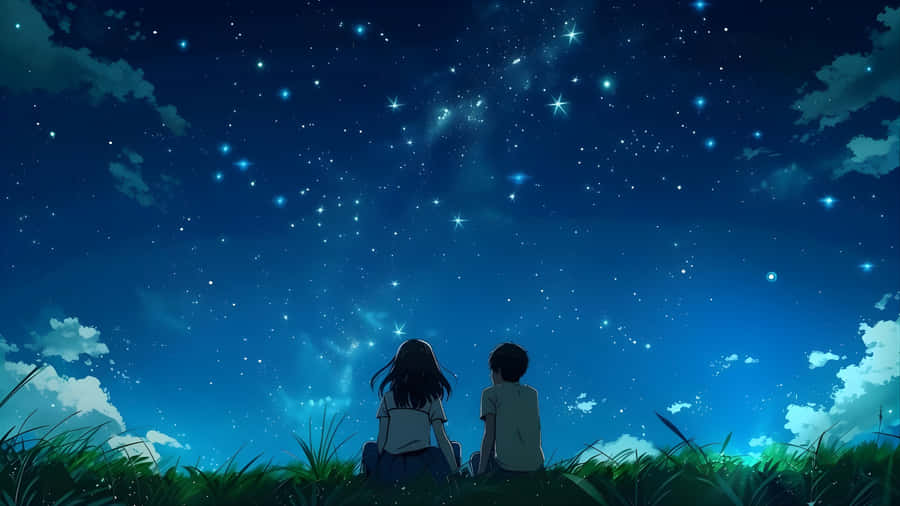 Lofi Love Under Starry Skies Wallpaper