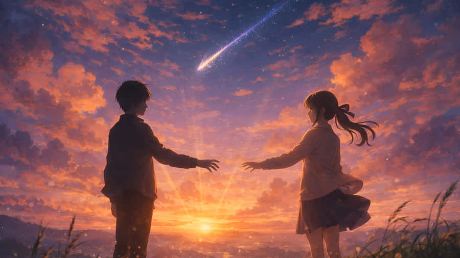 Lofi Love Under Sunset Skies Wallpaper