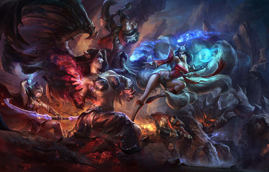 Lol 1920 X 1080 Gaming Intense Fight Wallpaper
