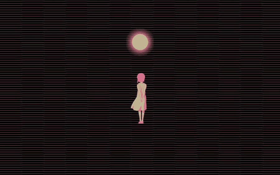 Lone_ Figure_ Under_ Moonlight Wallpaper