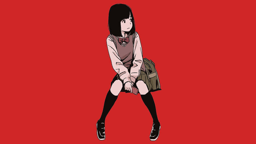 Looking Stylish And Nerdy With This Red Aesthetic Anime Laptop! Wallpaper