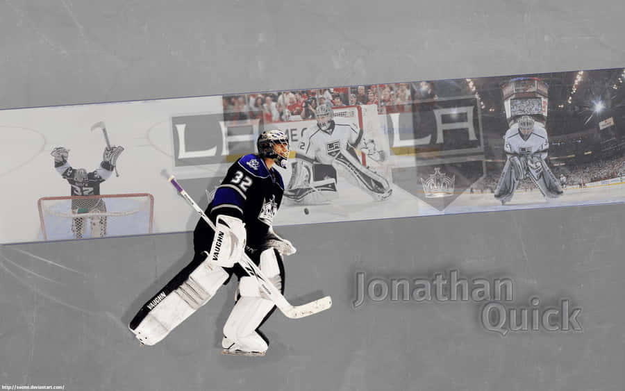 Los Angeles Kings' Goalie Jonathan Quick Making A Save Wallpaper