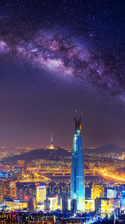 Lotte World Tower Night Skyline Wallpaper